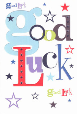 This spirited good luck card, a favourite among our customers in Sipson and the bustling communities near Bath Road, encapsulates a confident yet playful energy. The message begins with a sweeping baby-blue 'g', inviting the eye and setting a cheerful tone, followed by rich reds and plums, earthy moss greens, and elegant violets-all unified in a dance of fonts that feels both sincere and joyful. Stars of every size and shade-inky navy, clear sky blue, delicate lavender-are gently scattered across the brilliant white backdrop, sparkling like hopeful wishes above Sipson's leafy lanes. The composition is both energetic and balanced, portraying a feeling of anticipation and steadfast support that resonates with the encouragement families offer here before a big exam, new job, or significant move. The card's surface is smooth, the cardstock robust and high quality, adding a sensory pleasure to the act of giving. In hand, the card feels as substantial as the support it represents, perfectly suited for someone ready to embark upon a milestone from our corner of West London. This is more than a message-it's a tangible reminder that, in Sipson, luck always comes laced with community spirit and a touch of artistry.