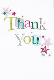 This thank you card radiates gentle joy, designed as if every element aims to lift spirits in the way a cheerful bouquet lights up a home on Sipson Close. The words 'Thank You' appear in light-hearted type, each letter flaunting vibrant greens, sunny yellows, and breezy blues, with silver highlights that shimmer like dew in the early hours of a Sipson morning. Some letters feature playful dots and delicate stitches, recalling hand-finished touches that define local craftsmanship. Scattered stars in pink, teal, and silver circle the message, creating a celebratory but soothing atmosphere atop a pristine white canvas. The arrangement dances with energy, yet allows every detail its own space-never crowded, always inviting. This card brings forth a sense of true gratitude, echoing the warm and sincere thanks passed between neighbours, and stands as an ideal companion to a Sipson Florist bouquet offered for any sincere occasion.